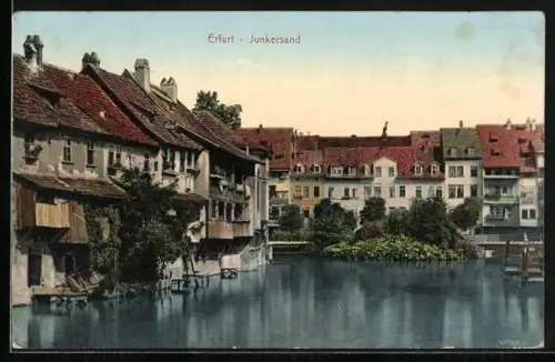 AK Erfurt, Junkersand, Wohnhäuser am Wasser
