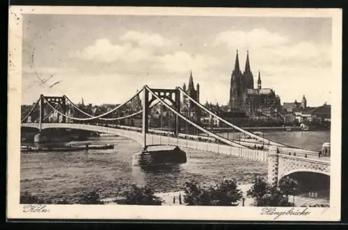 AK Köln, Hängebrücke, Dom