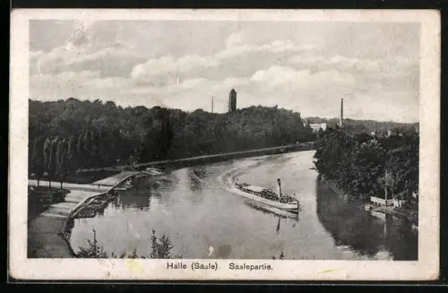 AK Halle /Saale, Saalepartie