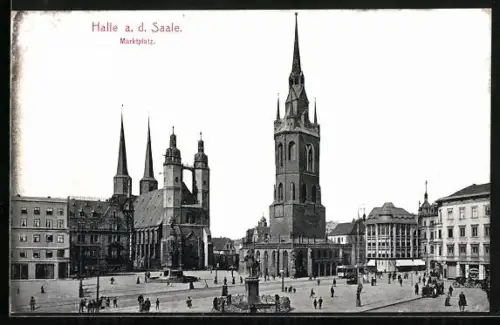 AK Halle a. d. Saale, Marktplatz