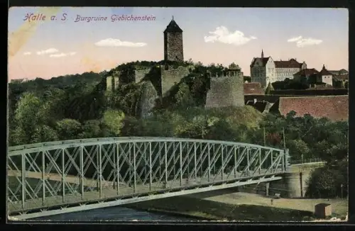 AK Halle a. S., Burgruine Giebichenstein, Brücke