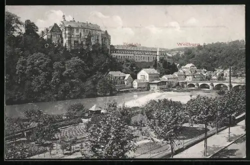 AK Weilburg, Schloss, Lahnbrücke, Stadtansicht