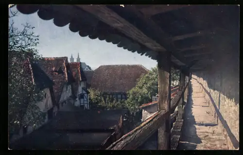 AK Rothenburg / Tauber, Wehrgang zwischen Kummereck- und Henkersturm, 14. Jahrhundert