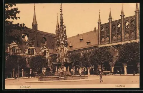 AK Lübeck, Rathaus, Brunnen
