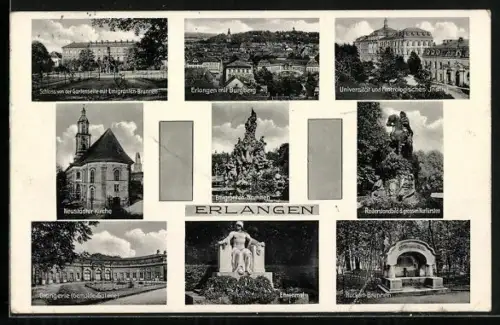 AK Erlangen, Schloss, Universität, Ehrenmal, 250 Jahre Hugenottenstadt 1686-1936