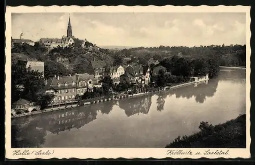 AK Halle /Saale, Kröllwitz, Saaletal, Kirche, Flussufer