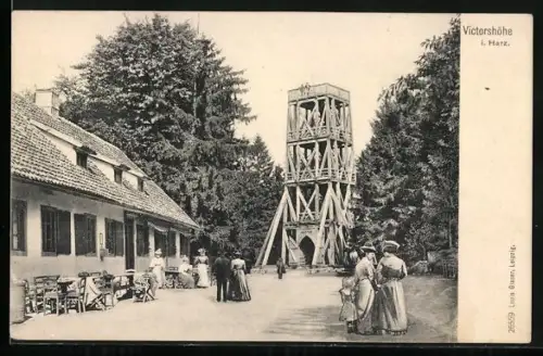 AK Victorshöhe i. Harz, Aussichtsturm und Ausflugslokal