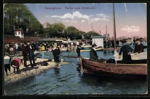 AK Hamburg-Övelgönne, Partie vom Elbstrand