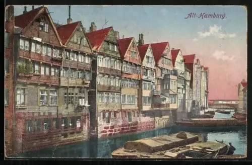 AK Hamburg, Altstadt, historische Häuser am Fleet