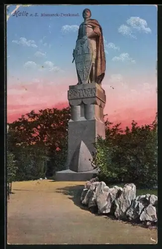 AK Halle a. S., Bismarck-Denkmal