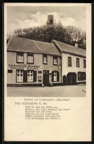 AK Bad Godesberg a. Rh., Gasthof zur Lindenwirtin Ännchen, Burgruine
