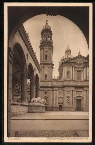 AK München, Feldherrnhalle, Theatinerkirche