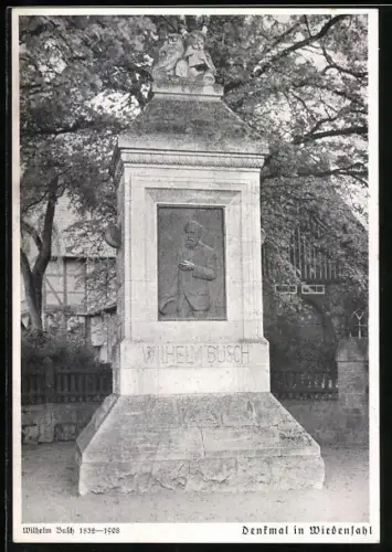 Künstler-AK Wilhelm Busch: Denkmal im Wiedenfahl
