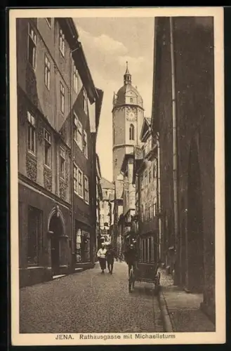 AK Jena, Rathausgasse mit Michaelisturm