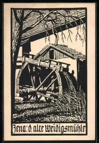 Künstler-AK Jena, alte Weidingsmühle