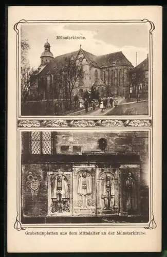 AK Einbeck, Münsterkirche, Grabsteinplatten aus dem Mittelalter