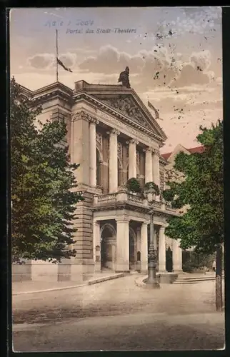 AK Halle a. Saale, Portal des Stadt-Theaters