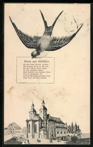 Schwalben-AK Walldürn, Strassenpartie mit Kirche