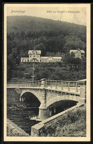 AK Biedenkopf, Gasthaus Kramers Berggarten mit Brücke