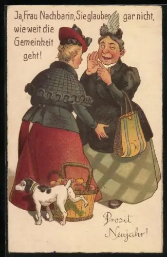 AK Zwei Frauen unterhalten sich, frauenfeindlicher Humor