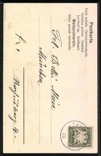 Lithographie Trompeter von Säckingen und Geliebte auf Kirchentreppe