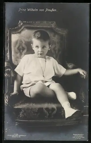 AK Prinz Wilhelm von Preussen, im Stuhl