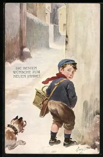AK Knabe wird beim Pinkeln von einem Hund angebellt