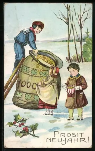 AK Knabe verteilt Geld an Kinder