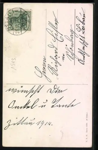 AK Männer und Frauen auf Schlitten, Neujahr