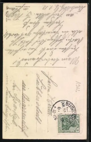 AK Ein frohes Neujahr, einfältiger Nachtwächter erschrickt vor einem Flugzeug