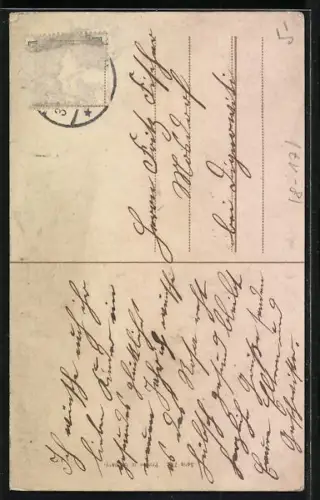 AK Mädchen als Schornsteinfeger, Neujahr