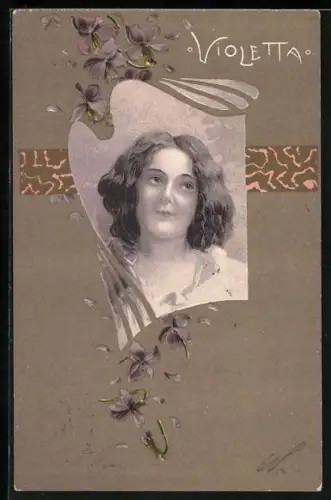Präge-AK Portrait von Violetta, Veilchen