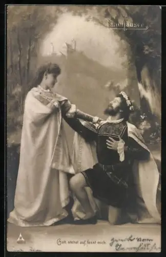 AK Tannhäuser, Kniefall vor seiner Frau Venus