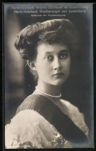 AK Grossherzogin Marie-Adelheid von Luxemburg anlässlich ihrer Thronbesteigung
