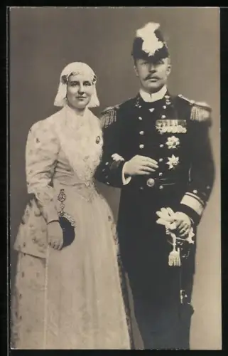 AK Hendrik und Königin Wilhelmina von den Niederlanden bei ihrer Vermählung