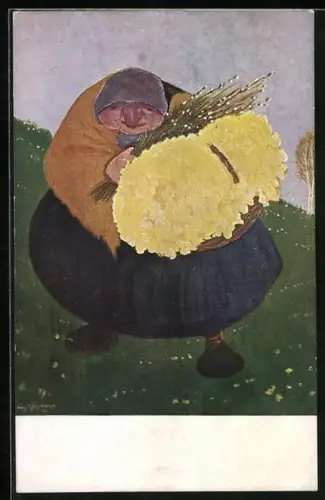 Künstler-AK G. Hirth`s Verlag, Serie XXVIII, 3: Flora, Greisin mit Blumen
