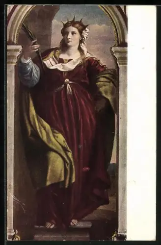 AK Schutzpatron, Palma Vecchio, die Heilige Barbara
