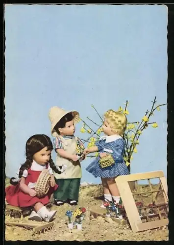 AK Käthe Kruse-Puppen im Sandkasten