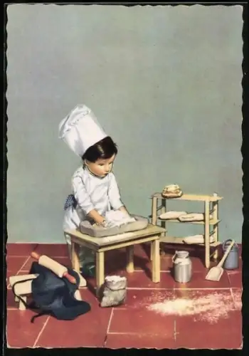 AK Käthe-Kruse-Puppen, Kleiner Bäcker, Konditor