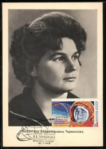 AK Portrait der Kosmonautin Tereschkowa