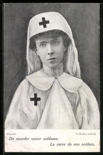 AK De moeder onzer soldaten, Königin von Belgien als Rotkreuz-Schwester