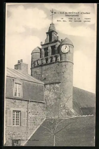 AK Ile de Bréhat, Clocher avec inscriptions historiques