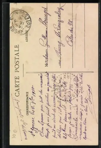 AK Saint-Igneue, Route de Plédéliac avec vue sur l`église et les maisons environnantes