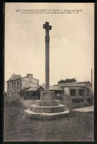 AK Perros-Guirec /C.-du-N., Croaz-ar-Salün, l`une des croix les plus anciennes de la région, 1624