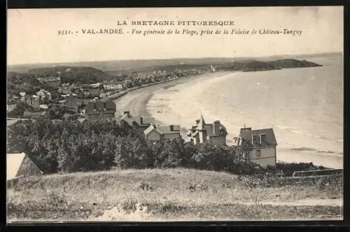 AK Val-André, Vue générale de la Plage, prise de la Falaise de Château-Tanguy