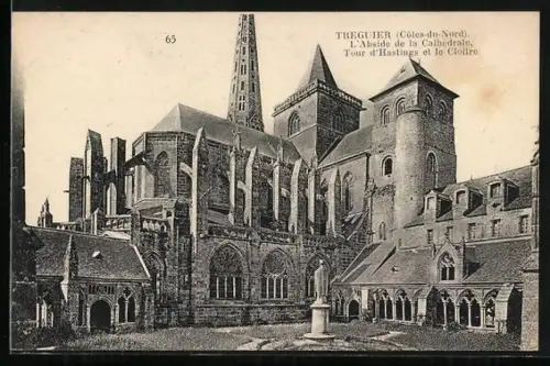 AK Treguier /Côtes-du-Nord, L`Abside de la Cathédrale, Tour d`Hastings et le Cloître
