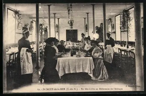 AK St-Jacut-de-la-Mer /C.-du-N., En tête-à-tête au Réfectoire de l`Abbaye