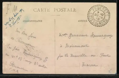 AK Pédernec, L`Église et habitants devant le portail