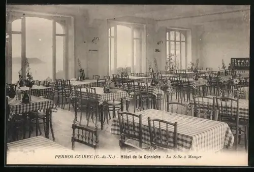 AK Perros-Guirec /C.-du-N., Hôtel de la Corniche, La Salle à Manger