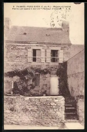 AK Paimpol-Pors-Even, Maison où habitait Pierre Loti quand il écrivit Pêcheur d`Islande